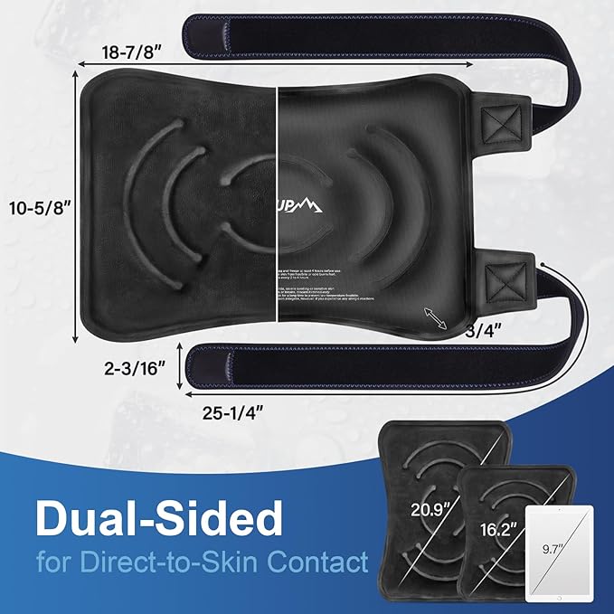 APEXUP Ice Pack for Knee Pain Relief, Large Reusable Wrap After Surgery, Flexible Gel Cold Pack for Injuries, Pain Relief for Back, Shoulder, Elbow, Ankle and Leg (Black, XXL, 2PK)