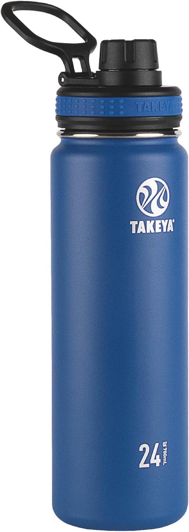 Takeya Originals 24 oz Vacuum Insulated Stainless Steel Water Bottle with Spout Lid, Navy