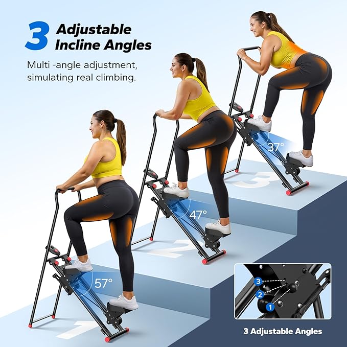 MERACH Stair Stepper for Home Gym Exercise, New Version Stairmaster for Full-Body Workout, Compact Folding Stair Climber with Extended Step Range, Adjustable Handlebar/Pedal