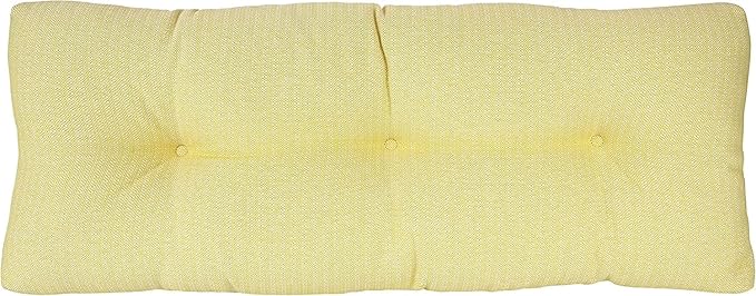 Klear Vu Corner Nook or Piano Seat Omega Non-Slip Tufted Bench Cushion for Indoor Furniture, Entryway Storage, Bay Window, 27 Inches, 15 Yellow