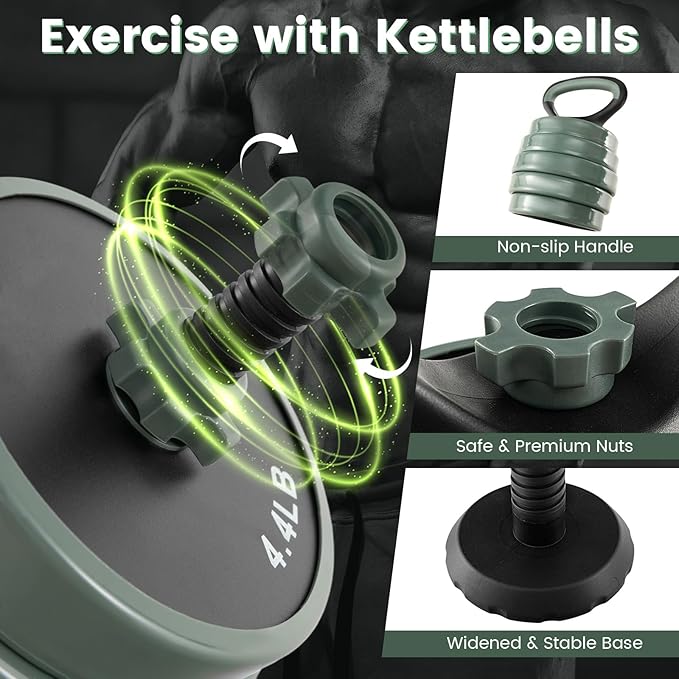 GYMAX Adjustable Dumbbell Set, 4 in 1 Free Weight Set with Connector, 92/47 LBS Used As Dumbbells, Barbells, Kettlebells, Push up Stands, Weight Lifting Training Equipment for Home Gym Workout Exercise