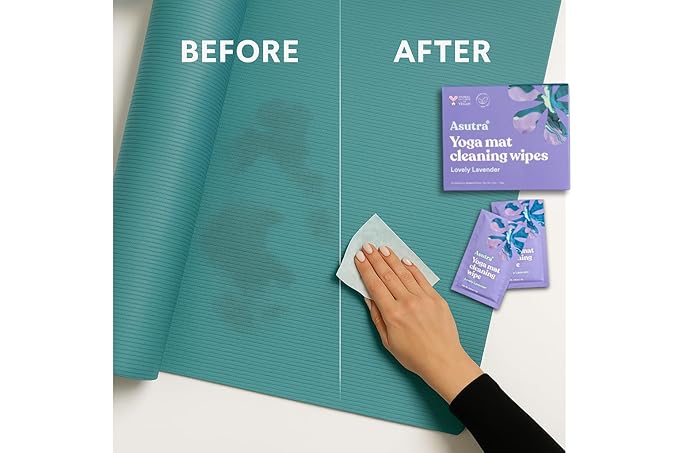 ASUTRA Yoga Mat Cleaning Wipes (Lovely Lavender), Individually Wrapped Wipes, 2 Boxes (30 Each) - No Slippery Residue, Deep-Cleansing for Fitness Gear & Gym Equipment