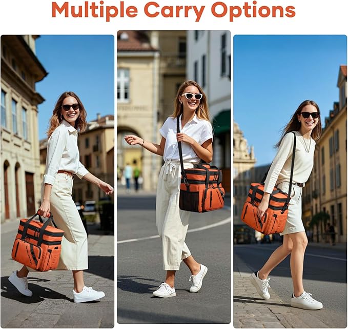 Maelstrom Lunch Box, 20L Insulated Lunch Bag for Men Women, Expandable Double Deck Leakproof Cooler Bag with 6 Pockets, Reusable Lunch Tote Bag for Work, Picnic, Travel, Orange