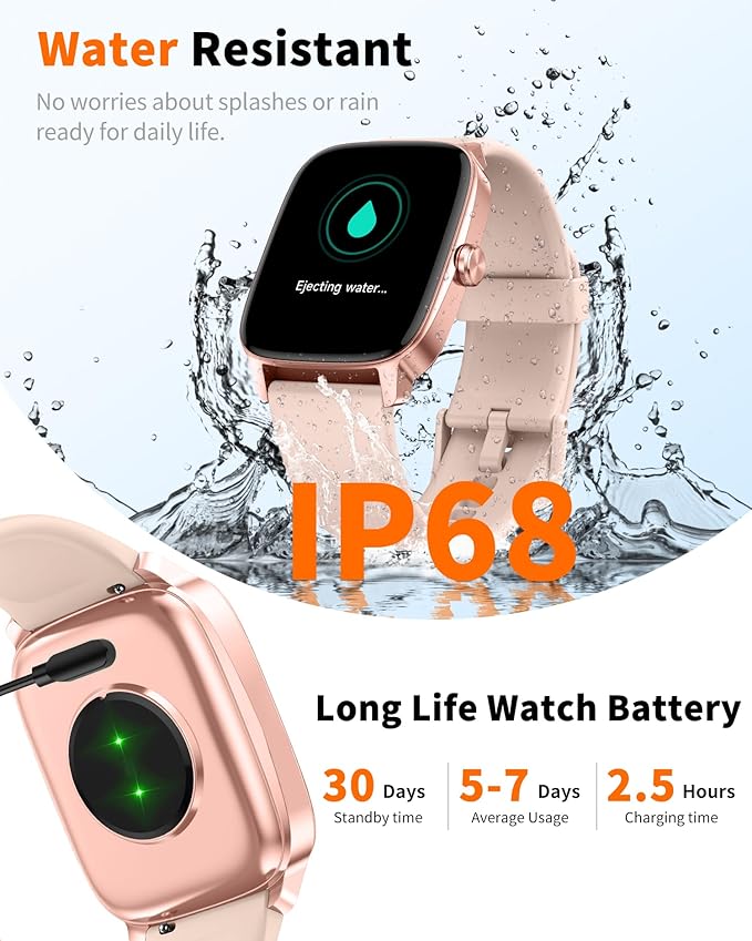 Smart Watch for Men Women Bluetooth Call, 1.85" HD Touch Screen AI Voice Smartwatch, Fitness Tracker with Sleep/Heart Rate Monitor, IP68 Waterproof, 100+ Sports Modes for Android & iOS