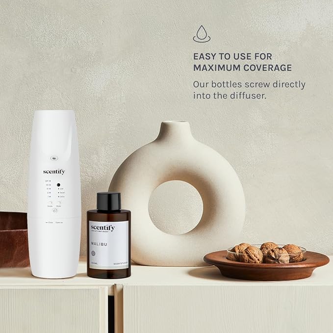 Scentify Malibu Aroma Oil Refill Scent for Oil Diffusers - Lemon, White Tea, Thyme, Cedar, Musk Scents - Luxurious Relaxing Aromatherapy Diffuser Fragrance 100ml, 3.38 oz