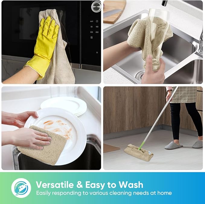 HOMEXCEL Brown Microfiber Cleaning Cloth, 12 Pack Premium Microfiber Towels for Cars, Lint Free, Scratch-Free, Highly Absorbent, Reusable Cleaning Rags for Car, Household, Kitchen, Window, 11.5"X11.5"