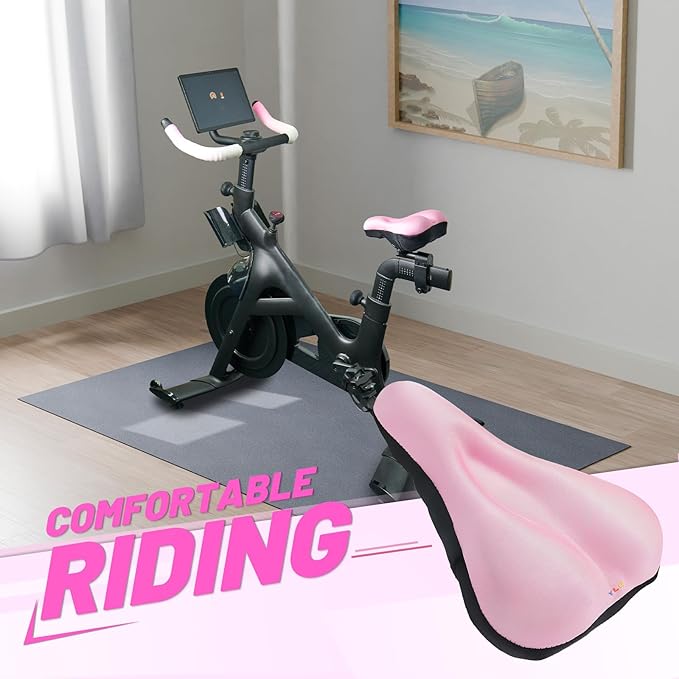 YLG Bike Seat Cover, Memory Foam & Gel Bike Seat Cushion Cover for Men Women, Comfortable Bicycle Seat Cover for Peloton/Fixed/Cruiser/Indoor/Outdoor Bike seat with Waterproof Cover