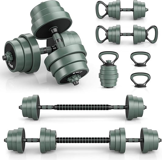 GYMAX Adjustable Dumbbell Set, 4 in 1 Free Weight Set with Connector, 92/47 LBS Used As Dumbbells, Barbells, Kettlebells, Push up Stands, Weight Lifting Training Equipment for Home Gym Workout Exercise
