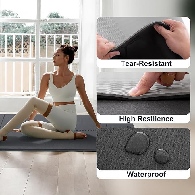 UMINEUX Yoga Mat Extra Thick 1/3'' & 2/5" Non Slip Yoga Mats for Women Eco Friendly TPE Fitness Exercise Mat with Carrying Sling & Storage Bag