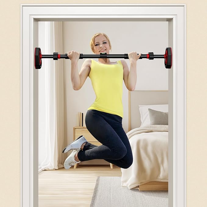 Gadpiparty Pull Up Bar for Doorway -Heavy Duty 440LBS, No Screws for Renters & Home Gym, Adjustable 27.5-39 Inch, Easy Install Secure Lock