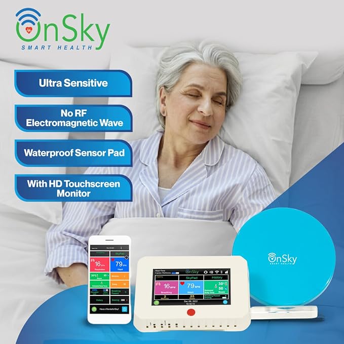 SkyPad FDA-Cleared Contactless Heart Rate & Breathing Monitor, Adult & Children Home Health Care - Senior & Nursing Home - Continuously Monitor Sleep & Wellness Anywhere Anytime - Urgency Alert