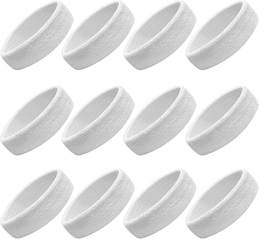 Sweatbands Sport Headbands for Men & Women, 12 Pcs Sweat Head Bands Moisture Wicking Sport Headband Cotton Sweatbands for Basketball, Athletic Exercise, Running