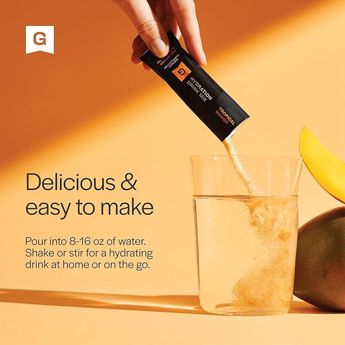 Gainful Hydration Powder Packets, Caffeine Free with Key Electrolytes Magnesium and Sodium, Energy Support, Low Sugar, Tropical Mango, 21 Sticks