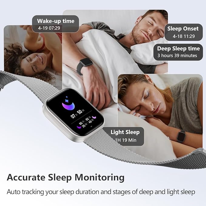 FITVII Health & Fitness Tracker (Answer/Make Calls), Smart Watch with 24/7 Heart Rate and Blood Pressure, Sleep Tracking, Blood Oxygen Monitor, 120+ Sport Modes Activity Tracker for Women Men