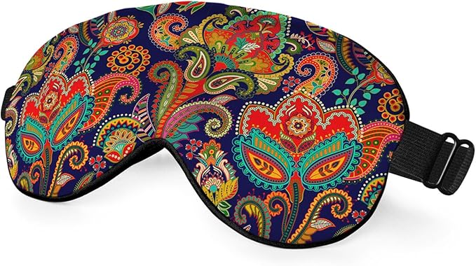 Paisley Floral Eye Mask Sleeping Mask Retro Ornament Boho Ethnic Pattern Sleep Masks Silky Soft Eye Cover for Women Men Shading Blindfold for Air Travel Sleeping