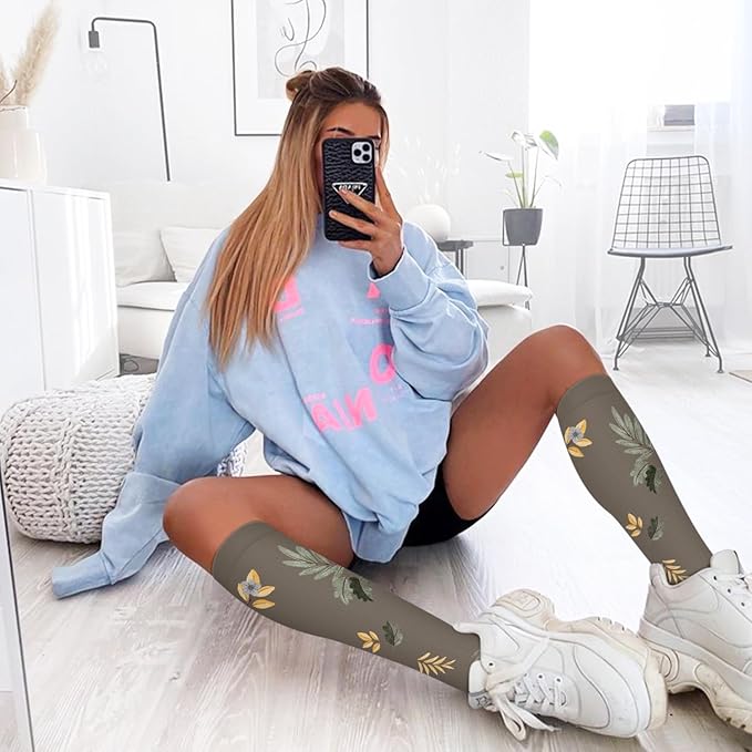 FuelMeFoot 6 Pairs Compression Socks for Women & Men 15-20mmHg Graduated Support Knee High Socks for Nurses, Travel, Athletic