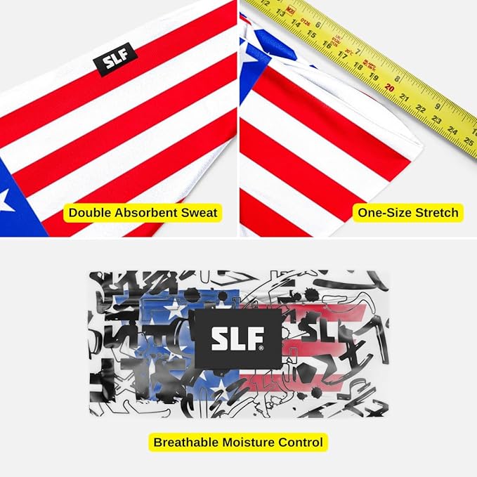 SLEEFS Sweat Bands Headbands Men & Women - Cooling Sports Mens Headband for Running, Football, Basketball, Cycling, Workout - Sweat Moisture Wicking Head Band Stretch Fit, Non-Slip Design - One Size