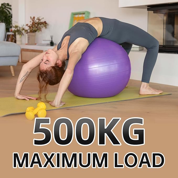Anti-Burst Exercise Ball,Yoga Ball Chair with Pump Device,Non-Slip Matte Pilates Ball,Balance Ball for Stretching Core Yoga Pilates Birthing Pregnancy Stability Gym Workout Training