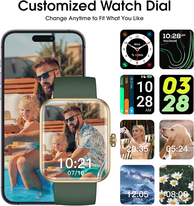 Smart Watch, Fitness Tracker with 45mm Touch Screen, Heart Rate Monitor, Blood Oxygen, Sleep Tracking Fitness Watch 5ATM Waterproof Smartwatch for Women Men Compatible with Android iOS