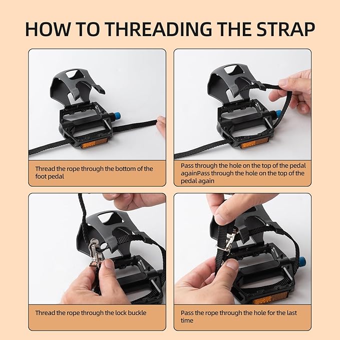 1 Pair Bike Pedals with Toe Cages for Peloton, Spin, & Outdoor Bikes - Aluminum 9/16" Replacement Parts