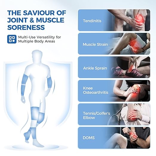 Elbow and Knee Ice Pack - Cold Ice Sleeve with Reusable Gel & Cold Therapy Compression for Knee, Shin Splints, Calf Strain, Flexible Ice Pack forTennis Elbow, Tendinitis (Medium (Pack of 1), Blue)