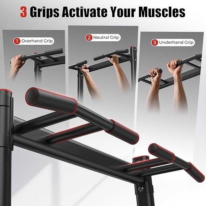 Sportsroyals Power Tower Pull Up Bar Station, 450LBS Stable Pull Up Dip Station for Home Gym Strength Training Equipment