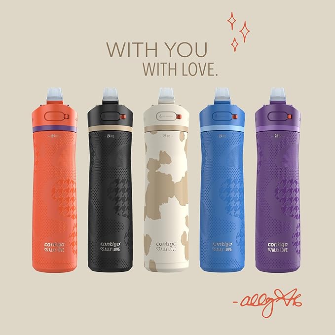 Contigo Ashland Chill 2.0 Stainless Steel Vacuum-Insulated Water Bottle with AUTOSPOUT Easy-Clean Lid, Leak-proof Drinking, Keeps drinks cold for 24 hours, BPA-Free, 24oz., Tangerine