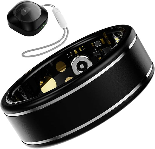 Smart Ring for Men Women – Fitness Tracker Ring with Heart Rate, SpO2, Blood Pressure, Sleep Monitoring, Step & Calorie Counter, No Subscription Fee, iOS & Android Compatible (Black, 9)