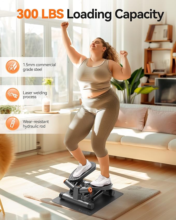Niceday Steppers for Exercise, Stair Stepper with Resistance Bands, Mini Stepper with 300LBS Loading Capacity, Hydraulic Fitness Stepper with LCD Monitor