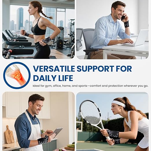 Adjustable Wrist Support Brace - Breathable Wrist Wraps for Carpal Tunnel, Tendonitis, Pain Relief, Workout and Daily Use - Unisex, One Size Fits All (Black), 1 Pack