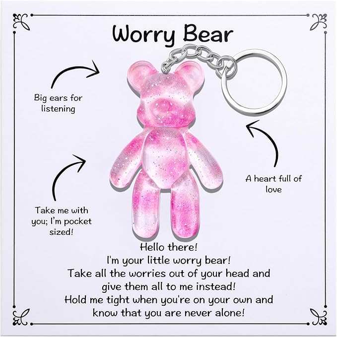 Pocket Bear Hug Anxiety Relief Gifts for Friend Mental Health Positivity Gift Autism Fidget Gift Stress Relief Gifts for Her Comforting Present for Son Daughter Back to School Light Pink