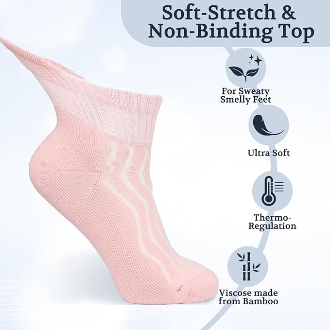 +MD Diabetic Socks for Men Women 6 Pairs,Non-Binding Top Extra Wide Ankle/Crew Socks, for Edema Circulator 9-11 10-13 13-15