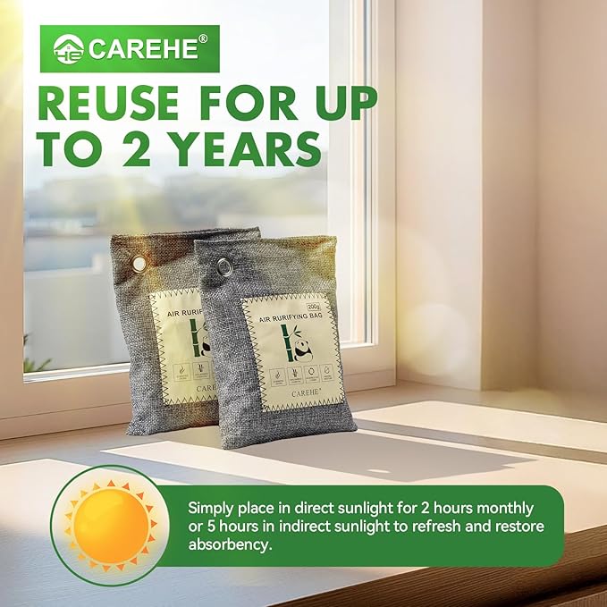 Activated Charcoal Odor Eliminator, Bamboo Charcoal Air Purifying Bags,Odor Removing Packs, Shoe Deodorizer Natural Odor Absorber for Home, Car, Closet, and Pet (200g*4 Pack)