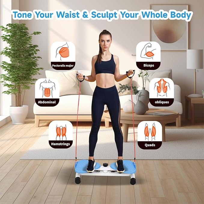 Waist Twister, Waist Twisting Machine, Waist Twister Machine Exercise, Ab Roller with 350 lbs Ab Twister, 20dB Ultra-Quiet Noiseless Home Gym Exercise Equipment for Women Men