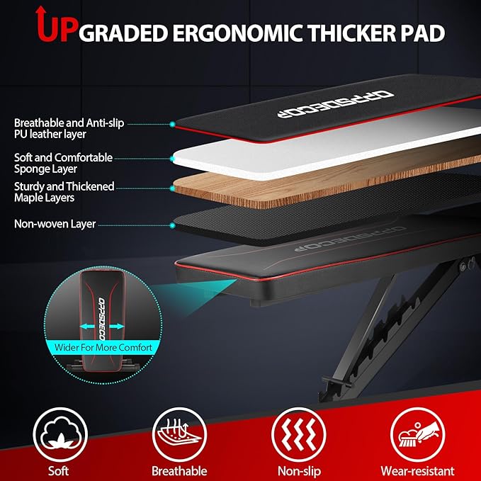 OPPSDECOR Weight Bench for Home Gym, 660LBS Fast Foldable Workout Bench Press for Home Gym Full Body Strength Training, 8 Adjustable Backrests Incline/Flat/Decline Sit up Bench