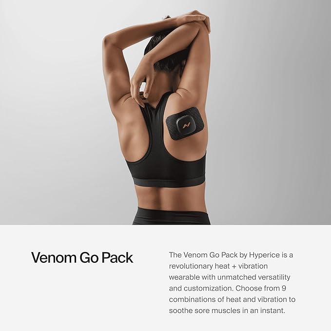 Hyperice Venom Go - Advanced Heat and Vibration Wearable - Venom Go Pack Includes Venom Go Pod - Case and Refill Pads