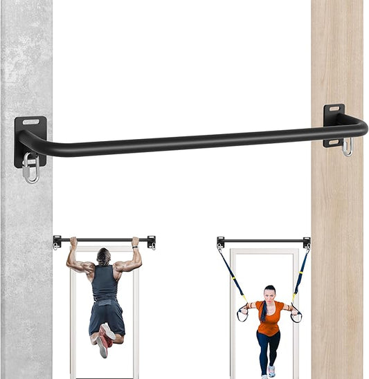 36" Heavy Duty Pull Up Bar Wall/Joist Mounted, 600 LB Capacity, Multi-Grip Bar for Garage & basement rafter Use - All-in-One Workout Station with Carabiners & Space-Saving Design