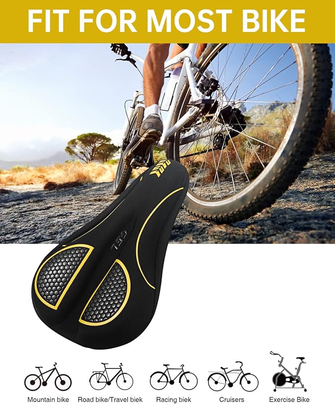 Bike Seat Cover for Men & Women Comfort, Narrow Bike Seat Cushion Cover, Padded Seat Cover for Bike, Soft Bicycle Seat Covers for BMX, Exercise Bikes, Indoor and Outdoor Cycling Seat Cover