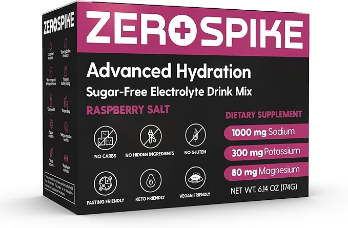 No Sugar Electrolytes Powder Packets | Keto & Fasting Salts Drink Mix | Supplements: The Key Hydration Nutrients Missing from Purified Water | Clean, Raspberry, Calorie Free | 30 Sticks