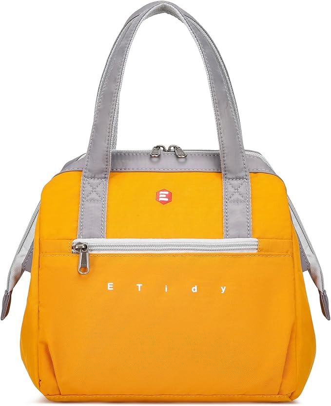 ETidy Fashionable & Lightweight Reusable Lunch Bag Large Capacity Waterproof & Leak Proof Lunch Box Insulated Cooler Lunch Tote For Women Adult To Work Travel Outdoor(Yellow)
