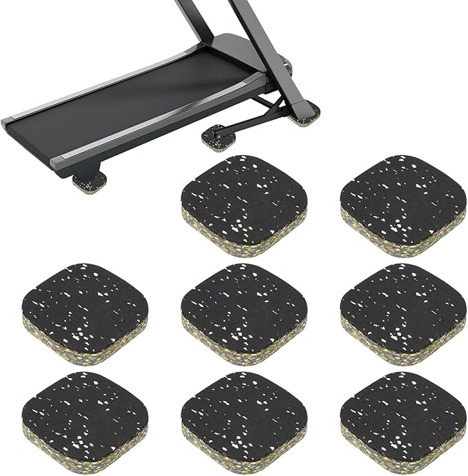 PATIKIL 8 Pcs Treadmill Mat Pads, 4x4x0.8 High Density Foam Anti Vibration Pad Sound Proof Floor Mat Exercise Equipment Mat for Carpet Protect Noise Reduction Home Gym, White