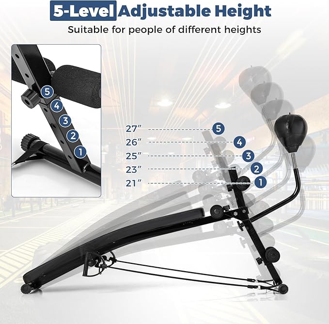GYMAX 3 in 1 Decline Ab Bench with Speed Ball & Resistance Bands, 5-Level Adjustable, 300 lbs Weight Capacity