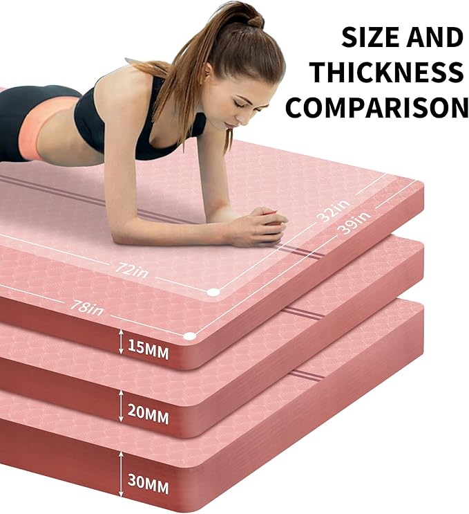 nuveti Large Exercise Mat - 15mm/20mm/30mm Thick Yoga Mat | Workout Mat for Fitness, Yoga, Pilates, Stretching & Floor Exercises for Women & Men with Free Carrying Bag