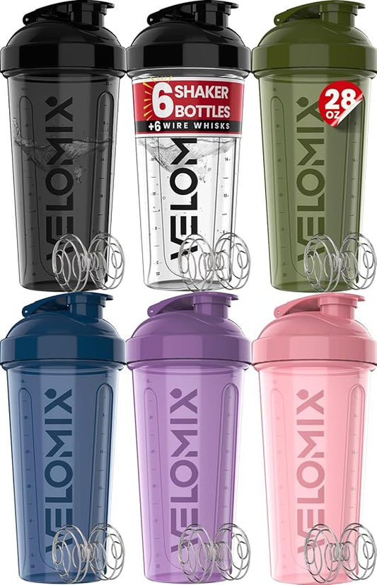 -6 PACK- 28 OZ Protein Shaker Bottles for Protein Mixes, Shaker Cups for Protein Shakes, Small Shaker Bottle Pack, Shaker Cup, Shakers for protein Shakes (Core Series)