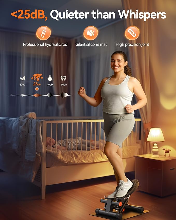 Niceday Steppers for Exercise, Stair Stepper with Resistance Bands, Mini Stepper with 300LBS Loading Capacity, Hydraulic Fitness Stepper with LCD Monitor