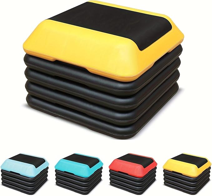 16" x 16" Adjustable Workout Aerobic Exercise Step Platformwith Adjustable Risers, Non-Slip Rubber Surface for Home Gym Cardio Training