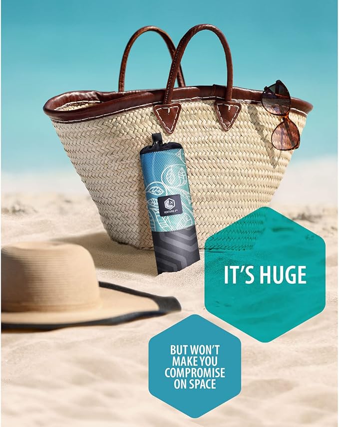 VENTURE 4TH Microfiber Beach Towel: Quick-Dry, Compact, Sand-Free, Absorbent, Sandproof and Lightweight - Perfect for Camping, Beach, and Roadtrips (Blue Mandala Design | 35x78 inches)