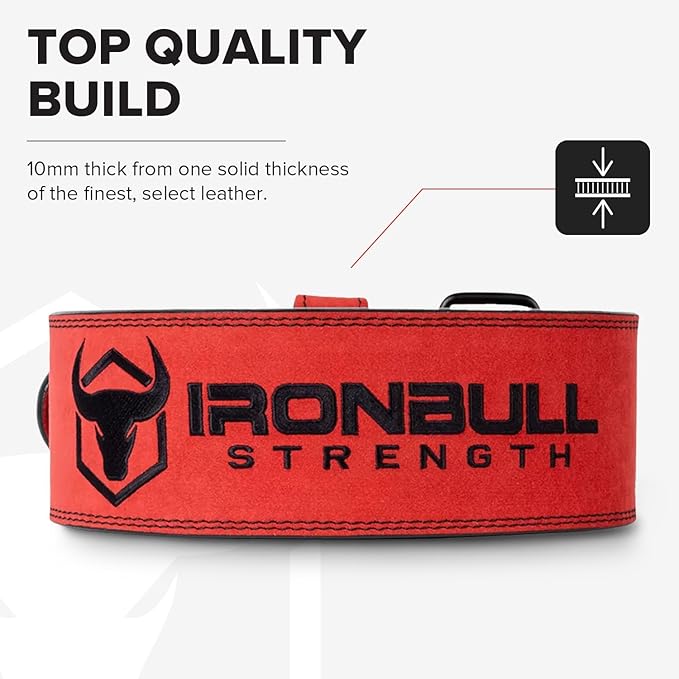 Powerlifting Belt - IPF Approved – Weight Lifting Belt 10mm - Prong Weightlifting Belt for Squats, Deadlift, and Bench Press – Lifting Belt Leather 4in for Men and Women – Back Brace for Gym, Workout, Strength Training, Strongmen & Power Lift