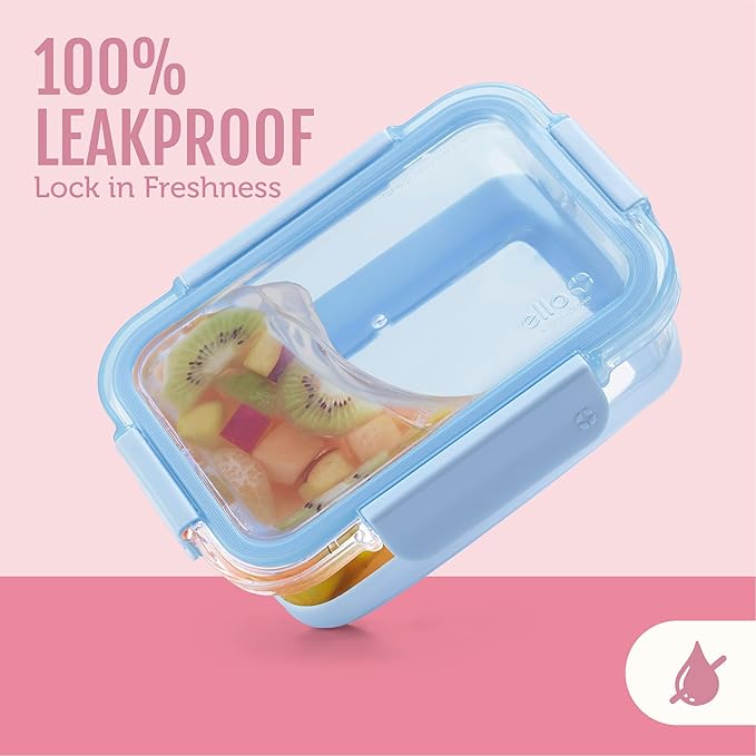 Ello Duraglass Refresh 3.4 Cup Meal Prep Sets 10Pc, 5 Pack Set- Glass Food Storage Container with Silicone Boot and Airtight BPA-Free Plastic Lids, Dishwasher, Microwave and Freezer Safe,Dusk Delight