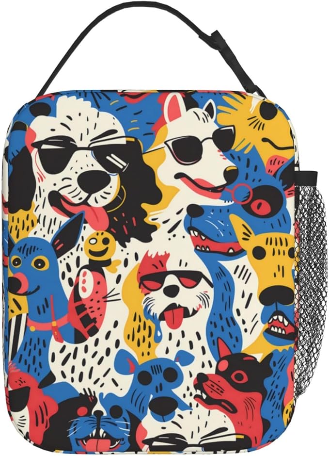 Insulated Lunch Box for Women Men, Dog Lunch Box Reusable Portable Lunch Bag Cooler Tote Waterproof Lunch Container for Office Picnic Work Travel
